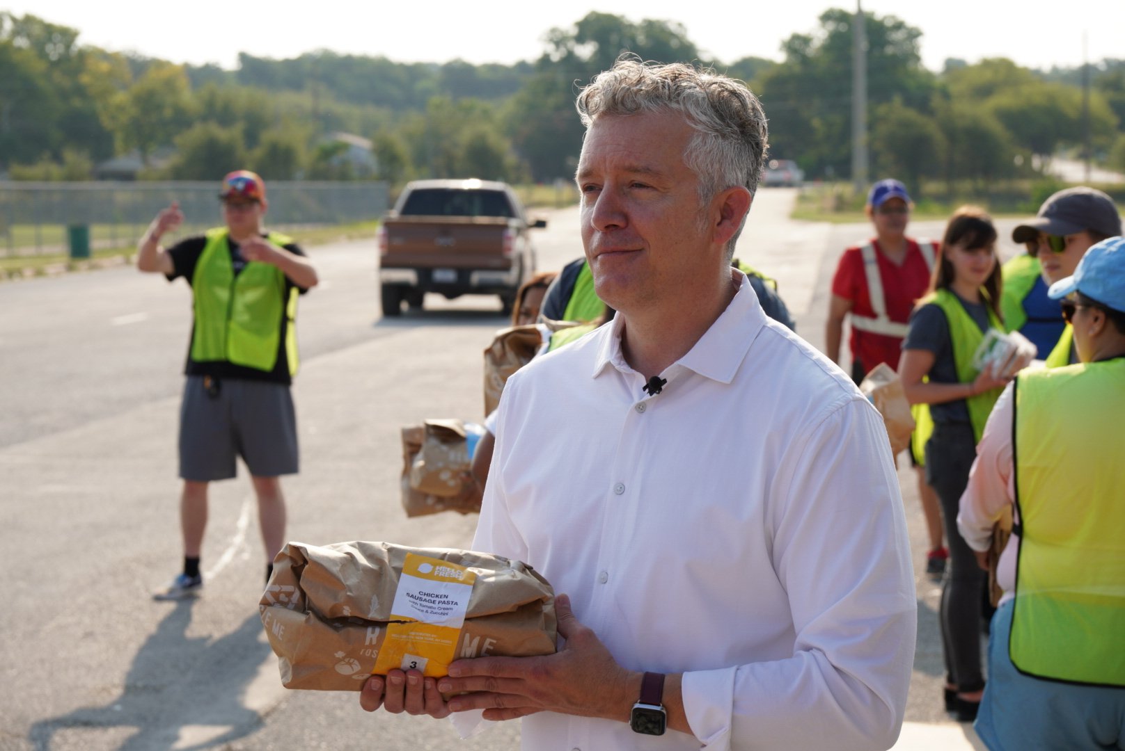 Jeff delivers Meals with Meaning kits to those in need.