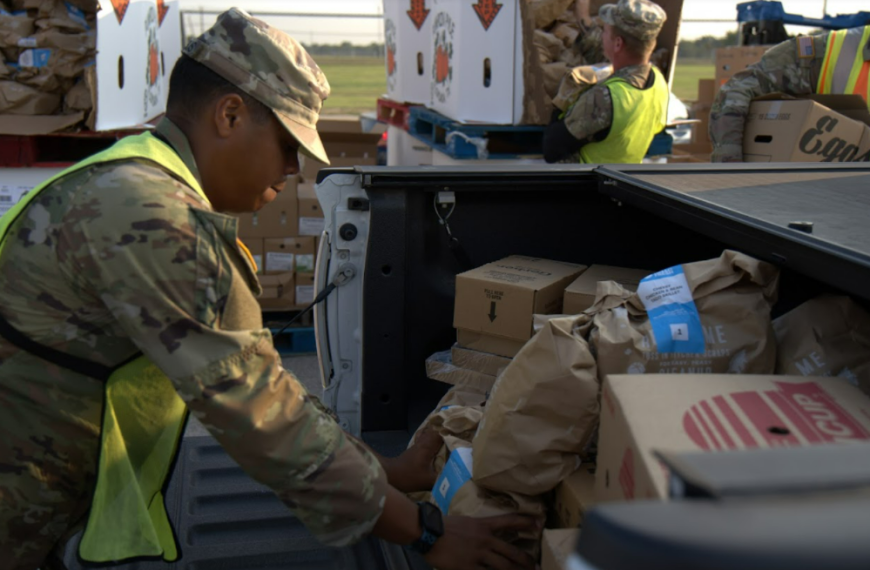 National Guard distributing HelloFresh meal kits.