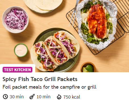 HelloFresh spicy fish taco grill packets