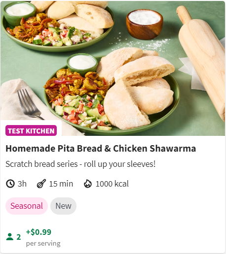 homemade pita bread and chicken shawarma from HelloFresh