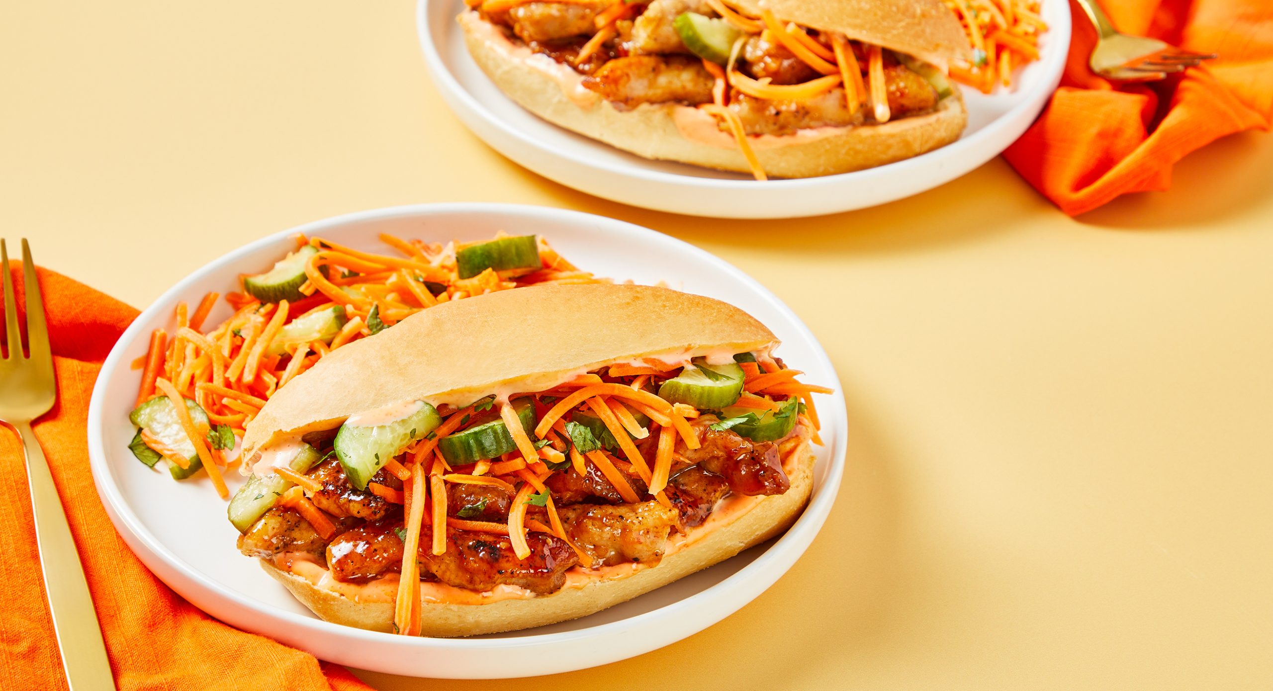 Sweet Chili Pork Bahn Mi from HelloFreshwith Pickled Veggies & Sriracha Mayo