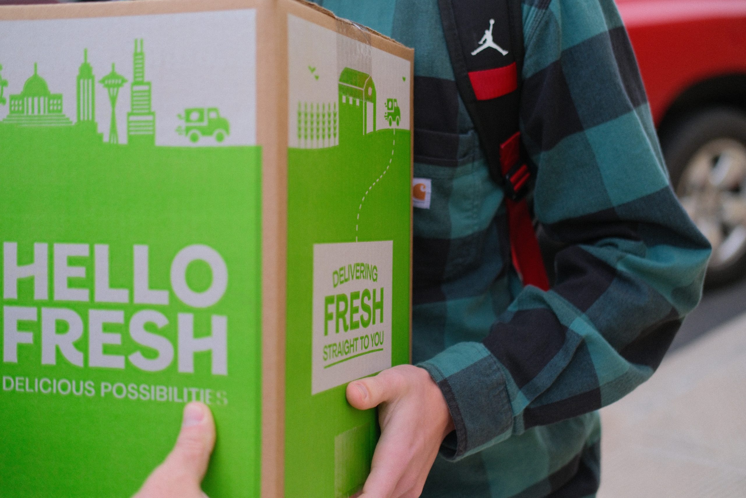 Student receives HelloFresh box