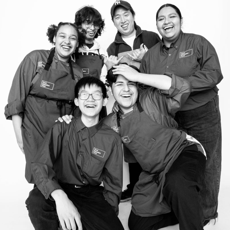 a group of culinary students black and white photo