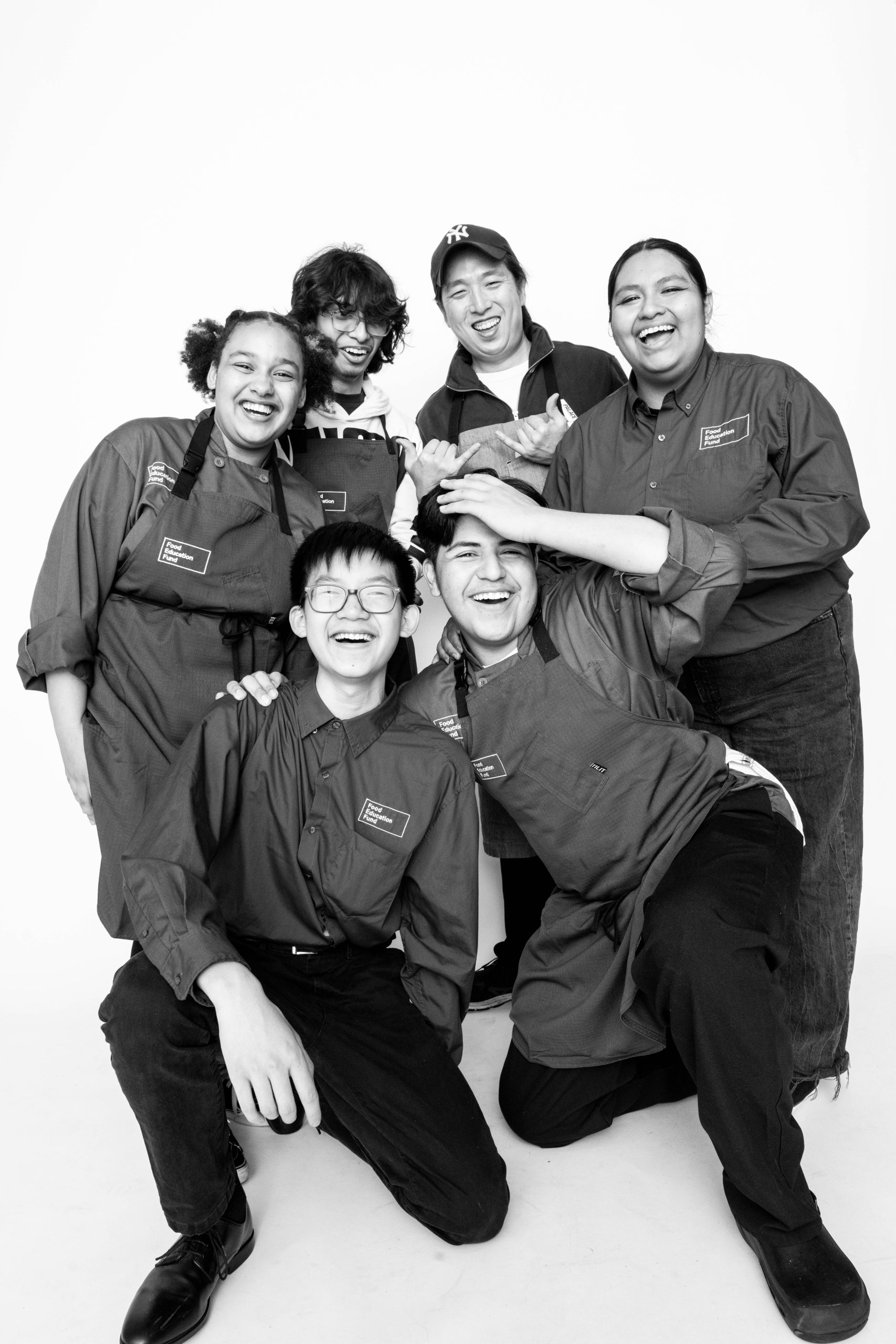 a group of culinary students black and white photo